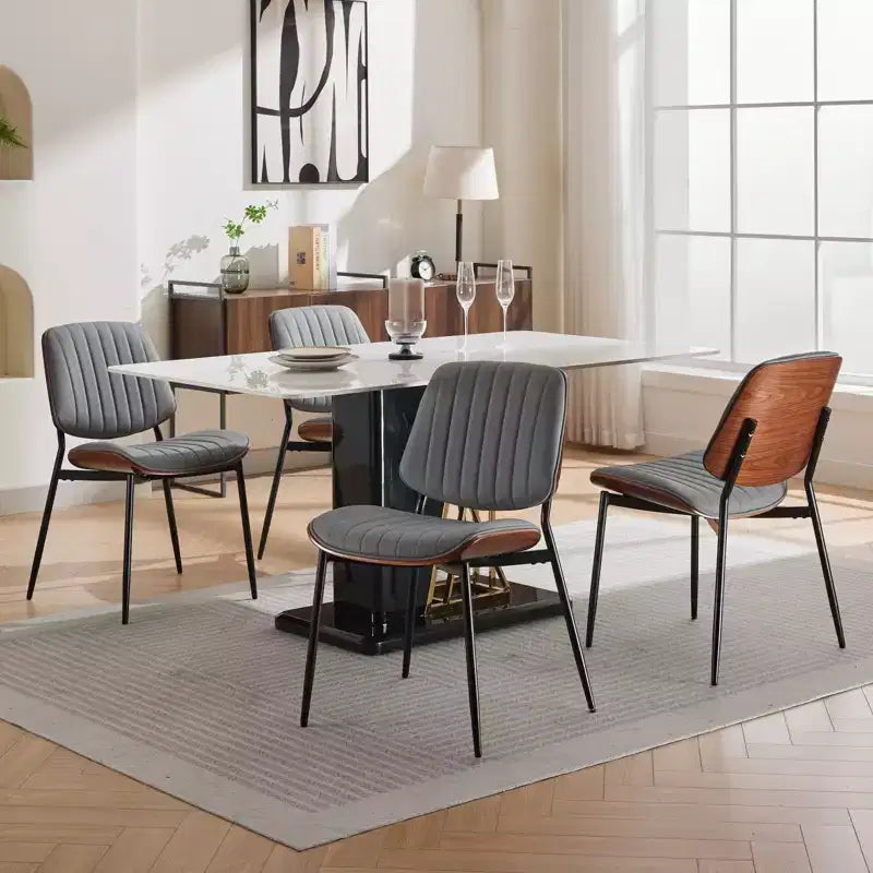 Lot de 2 chaises de cuisine TUYOHW en cuir synthétique avec pieds coniques en métal, chaises de salle à manger ergonomiques avec dossier incurvé, espacement des pieds plus large et plus profond