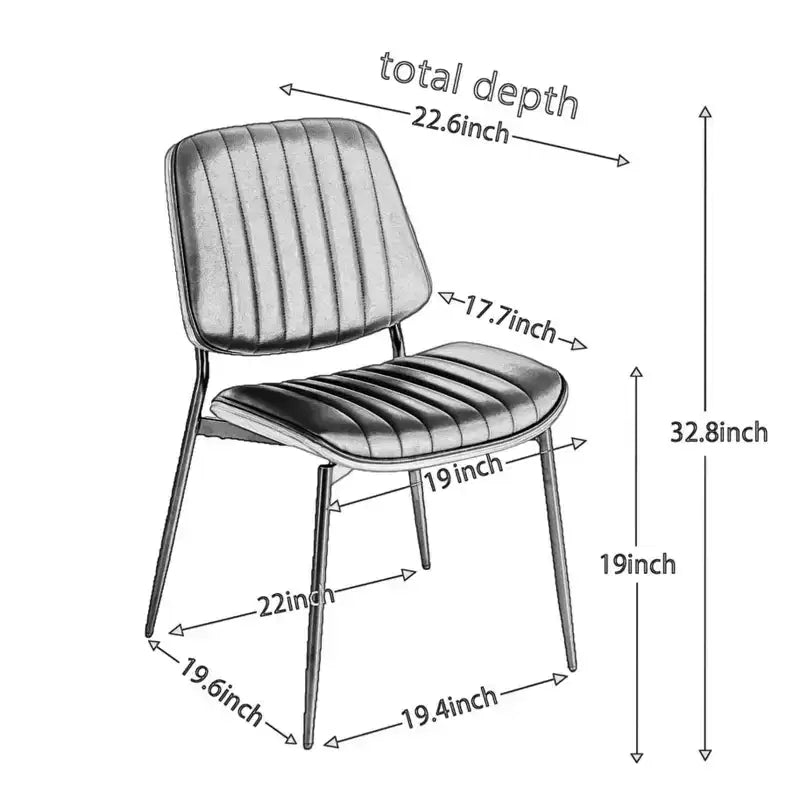 Lot de 2 chaises de cuisine TUYOHW en cuir synthétique avec pieds coniques en métal, chaises de salle à manger ergonomiques avec dossier incurvé, espacement des pieds plus large et plus profond