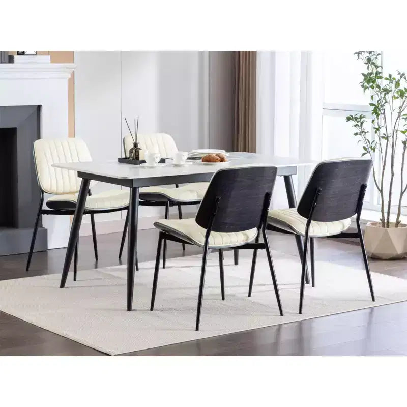 Lot de 2 chaises de cuisine TUYOHW en cuir synthétique avec pieds coniques en métal, chaises de salle à manger ergonomiques avec dossier incurvé, espacement des pieds plus large et plus profond