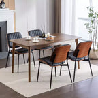 Lot de 2 chaises de cuisine TUYOHW en cuir synthétique avec pieds coniques en métal, chaises de salle à manger ergonomiques avec dossier incurvé, espacement des pieds plus large et plus profond