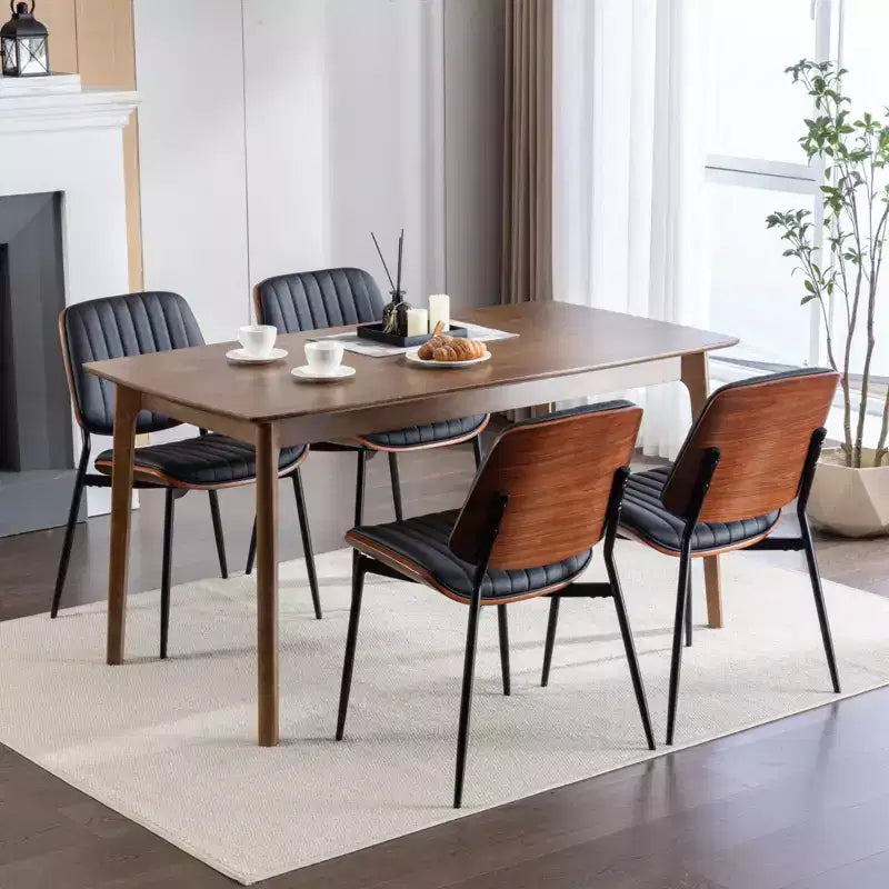 Lot de 2 chaises de cuisine TUYOHW en cuir synthétique avec pieds coniques en métal, chaises de salle à manger ergonomiques avec dossier incurvé, espacement des pieds plus large et plus profond