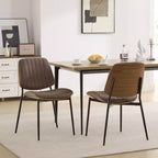 Lot de 2 chaises de cuisine TUYOHW en cuir synthétique avec pieds coniques en métal, chaises de salle à manger ergonomiques avec dossier incurvé, espacement des pieds plus large et plus profond