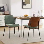 Lot de 2 chaises de cuisine TUYOHW en cuir synthétique avec pieds coniques en métal, chaises de salle à manger ergonomiques avec dossier incurvé, espacement des pieds plus large et plus profond