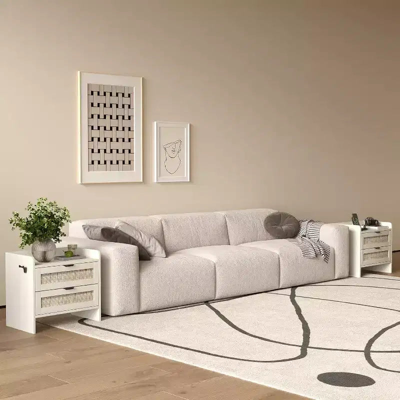 Table de chevet Acekool en rotin avec station de charge, table de chevet bohème à 2 tiroirs avec ports USB et Type-C