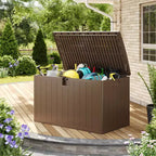 GustoWave Coffre de rangement étanche en résine de 492 litres Verrouillable, résistant aux UV, pour terrasse, outils de jardin et accessoires de piscine