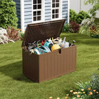 GustoWave Coffre de rangement étanche en résine de 492 litres Verrouillable, résistant aux UV, pour terrasse, outils de jardin et accessoires de piscine