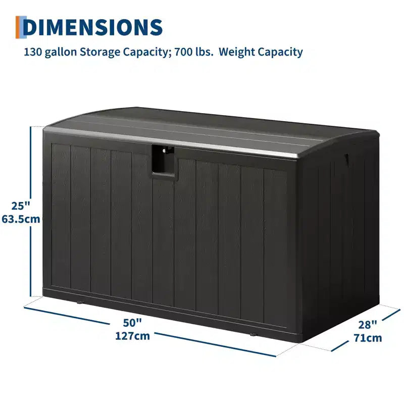 GustoWave Coffre de rangement étanche en résine de 492 litres Verrouillable, résistant aux UV, pour terrasse, outils de jardin et accessoires de piscine