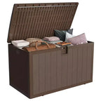 GustoWave Coffre de rangement étanche en résine de 492 litres Verrouillable, résistant aux UV, pour terrasse, outils de jardin et accessoires de piscine