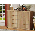 Fluted Dresser for Bedroom, 8 Drawer Dresser, Large Capacity & Anti-Tip, Modern Chest of Drawers with Metal Handles, Wooden Dressers Closet Storage