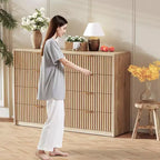 Commode cannelée pour chambre à coucher, commode à 8 tiroirs, grande capacité et anti-basculement, commode moderne avec poignées métalliques, rangement de placard en bois