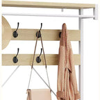 Banc à chaussures avec porte-manteau industriel, porte-manteau de 183 cm avec étagère de rangement, tringle de suspension et 8 crochets pour l'entrée