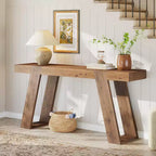 Lantine Solid Wood Console Table, 63 Narrow Sofa Table Behind Couch, Rustic Skinny Entryway Table for Hallway, Entrance, Foyer, Living Room, Brown
