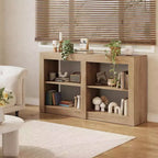 Console d'entrée Lantine de 150 cm avec étagère à 2 niveaux, table console de canapé rectangulaire pour entrée, salon, couloir, couleur chêne