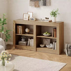 Console d'entrée Lantine de 150 cm avec étagère à 2 niveaux, table console de canapé rectangulaire pour entrée, salon, couloir, couleur chêne