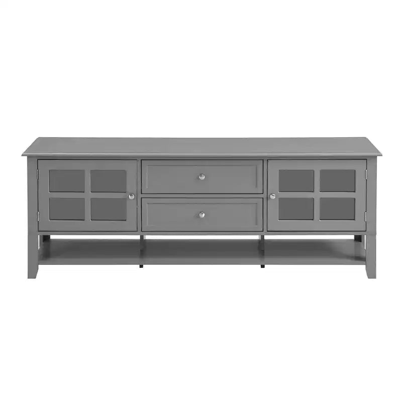 VIYET 59Meuble TV moderne pour téléviseurs de 60 pouces, console multimédia en MDF gris avec rangement multifonctionnel et portes magnétiques silencieuses