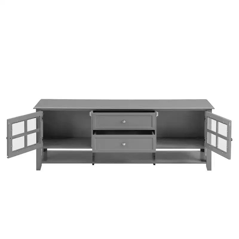 VIYET 59Meuble TV moderne pour téléviseurs de 60 pouces, console multimédia en MDF gris avec rangement multifonctionnel et portes magnétiques silencieuses