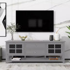 VIYET 59Meuble TV moderne pour téléviseurs de 60 pouces, console multimédia en MDF gris avec rangement multifonctionnel et portes magnétiques silencieuses