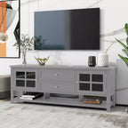 VIYET 59Meuble TV moderne pour téléviseurs de 60 pouces, console multimédia en MDF gris avec rangement multifonctionnel et portes magnétiques silencieuses