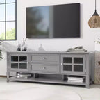 VIYET 59Meuble TV moderne pour téléviseurs de 60 pouces, console multimédia en MDF gris avec rangement multifonctionnel et portes magnétiques silencieuses