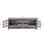 VIYET 59Meuble TV moderne pour téléviseurs de 60 pouces, console multimédia en MDF gris avec rangement multifonctionnel et portes magnétiques silencieuses