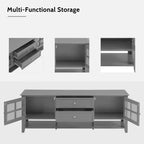 VIYET 59Meuble TV moderne pour téléviseurs de 60 pouces, console multimédia en MDF gris avec rangement multifonctionnel et portes magnétiques silencieuses