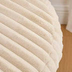 Table basse ottomane ronde 30,9, pouf rembourré en fausse fourrure, pieds en métal noir, étagère ouverte en bois, pour salon, chambre, entrée, hôtel