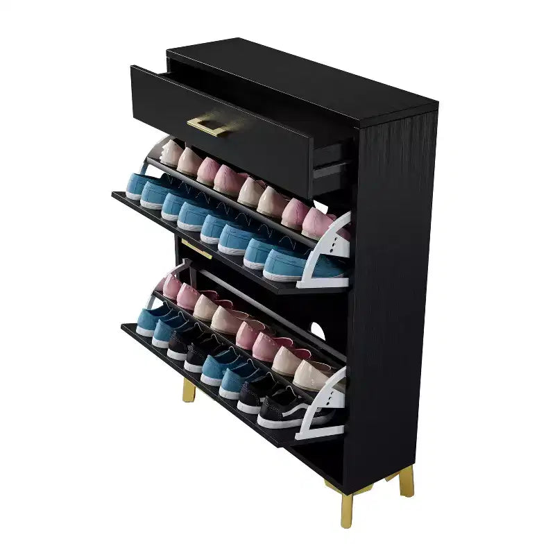 Meuble à chaussures autoportant dissimulé TUYOHW avec 2 tiroirs basculants, meuble à chaussures multicolore, organisateur de chaussures polyvalent pour entrée, couloir