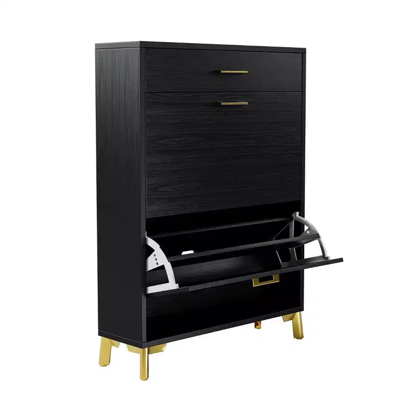 Meuble à chaussures autoportant dissimulé TUYOHW avec 2 tiroirs basculants, meuble à chaussures multicolore, organisateur de chaussures polyvalent pour entrée, couloir