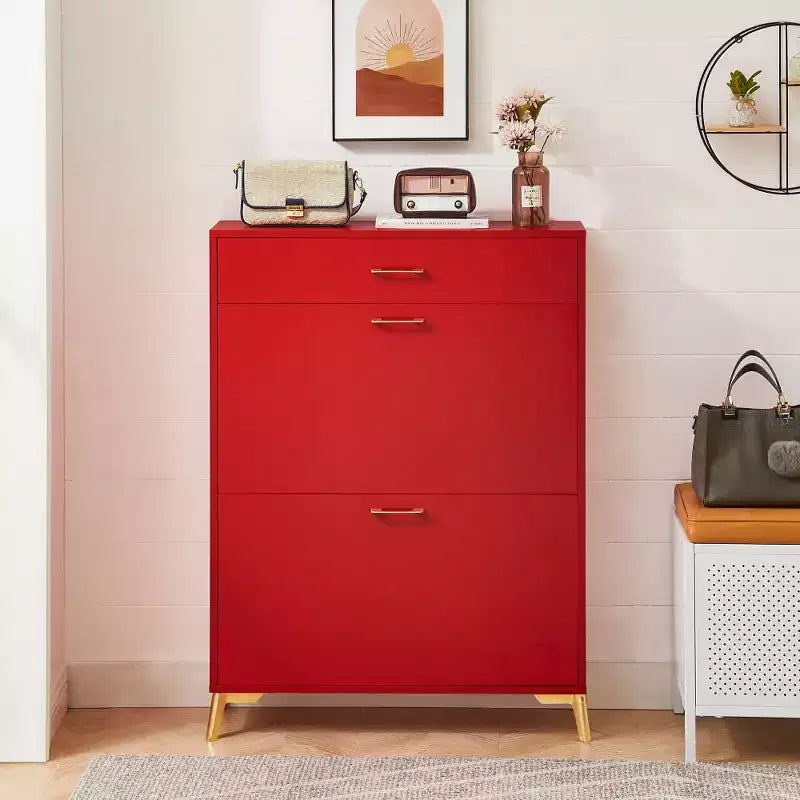 Meuble à chaussures autoportant dissimulé TUYOHW avec 2 tiroirs basculants, meuble à chaussures multicolore, organisateur de chaussures polyvalent pour entrée, couloir