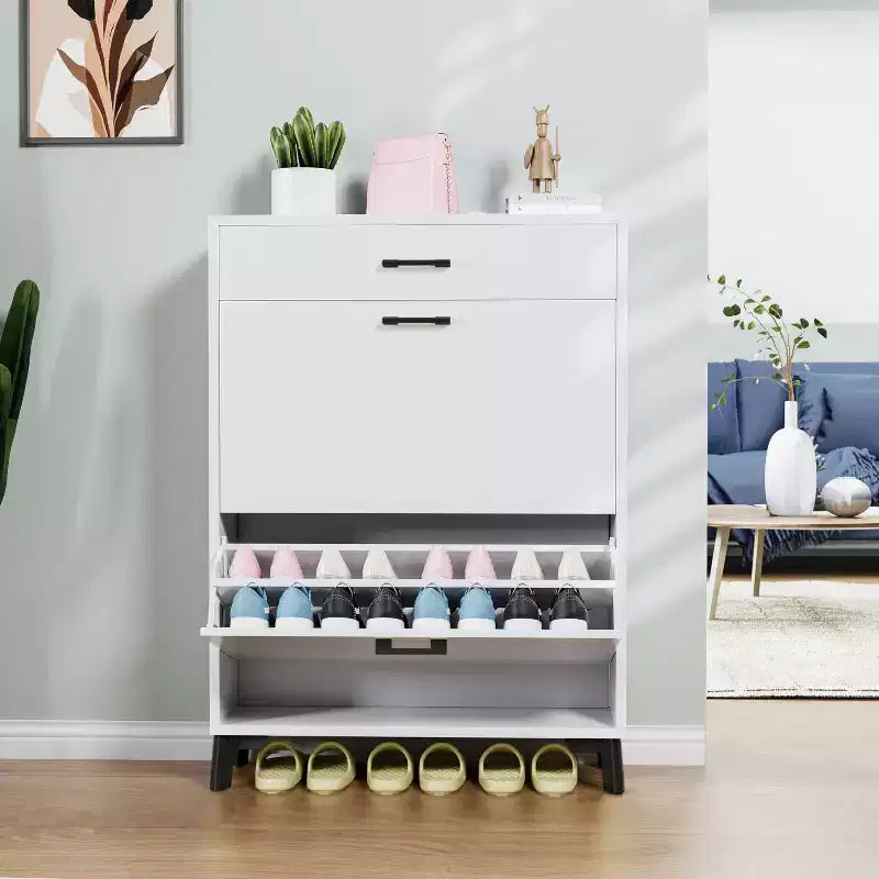 TUYOHW Freestanding Hidden Shoe Storage Cabinet with 2 Flip Drawers, Multi-color Shoe Rack, All-match Shoe Organizer for Entryway Doorway Hallway