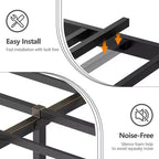 Cadre de lit plateforme double avec tête de lit de rangement, lumières LED, station de recharge, style industriel, bois et métal, robuste, sans sommier, pour enfants, dortoir, USB
