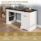 Bureau de direction 55 po avec 2 tiroirs, bureau d'ordinateur à domicile avec prise de courant et panneau perforé, bureau d'écriture en bois pour salon, chambre à coucher