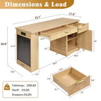 Bureau de direction 55 po avec 2 tiroirs, bureau d'ordinateur à domicile avec prise de courant et panneau perforé, bureau d'écriture en bois pour salon, chambre à coucher
