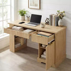 Bureau de direction 55 po avec 2 tiroirs, bureau d'ordinateur à domicile avec prise de courant et panneau perforé, bureau d'écriture en bois pour salon, chambre à coucher