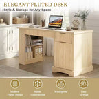 Bureau de direction 55 po avec 2 tiroirs, bureau d'ordinateur à domicile avec prise de courant et panneau perforé, bureau d'écriture en bois pour salon, chambre à coucher
