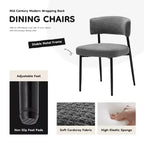 Okak Chaises de salle à manger, lot de 4, avec cadre métallique robuste, chaises de salle à manger modernes avec dossier incurvé, chaises sans accoudoirs pour salle à manger
