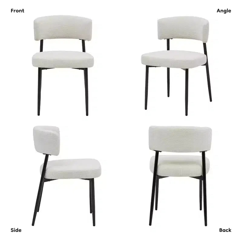 Okak Chaises de salle à manger, lot de 4, avec cadre métallique robuste, chaises de salle à manger modernes avec dossier incurvé, chaises sans accoudoirs pour salle à manger