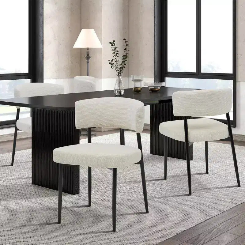 Okak Chaises de salle à manger, lot de 4, avec cadre métallique robuste, chaises de salle à manger modernes avec dossier incurvé, chaises sans accoudoirs pour salle à manger