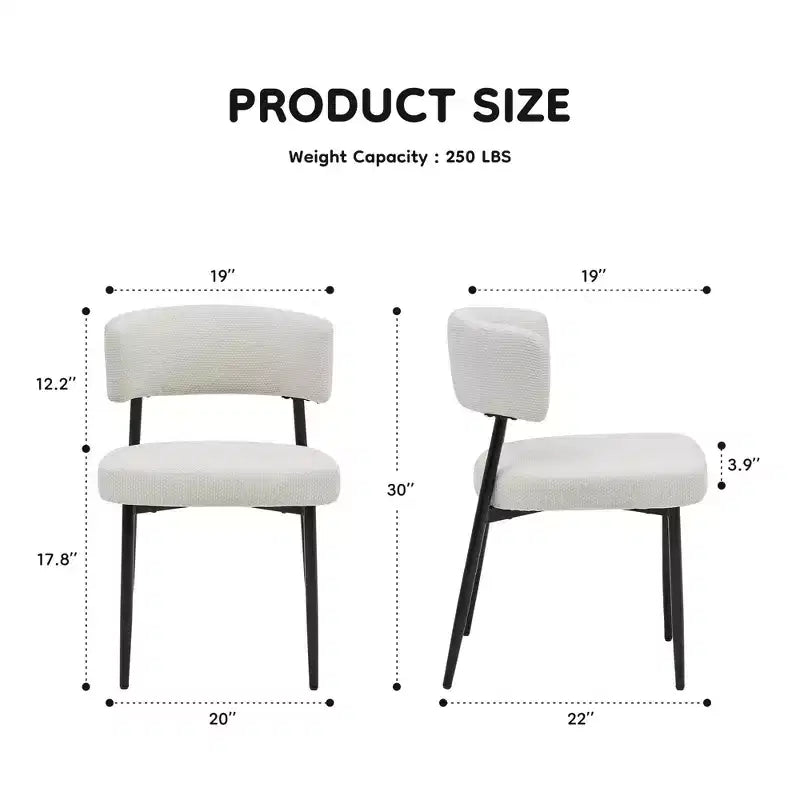 Okak Chaises de salle à manger, lot de 4, avec cadre métallique robuste, chaises de salle à manger modernes avec dossier incurvé, chaises sans accoudoirs pour salle à manger