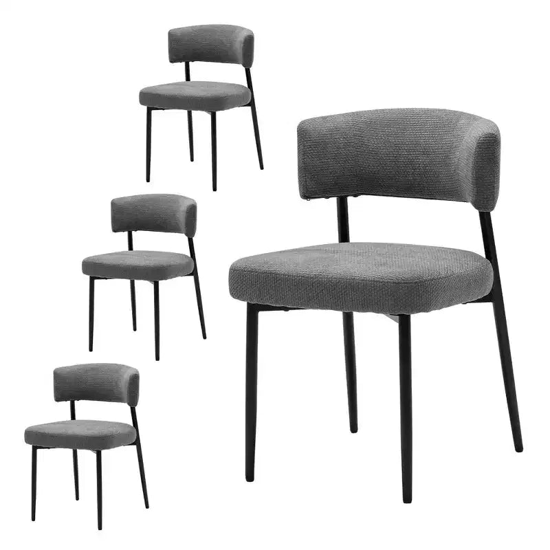 Okak Chaises de salle à manger, lot de 4, avec cadre métallique robuste, chaises de salle à manger modernes avec dossier incurvé, chaises sans accoudoirs pour salle à manger