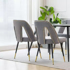 Chaises de salle à manger TUYOHW incurvées et à dossier ouvert avec clous décoratifs, lot de 2 chaises de cuisine en velours avec pieds en métal, chaises de salle à manger modernes pour salon