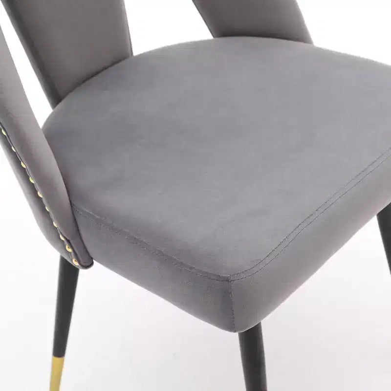 Chaises de salle à manger TUYOHW incurvées et à dossier ouvert avec clous décoratifs, lot de 2 chaises de cuisine en velours avec pieds en métal, chaises de salle à manger modernes pour salon