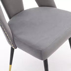 Chaises de salle à manger TUYOHW incurvées et à dossier ouvert avec clous décoratifs, lot de 2 chaises de cuisine en velours avec pieds en métal, chaises de salle à manger modernes pour salon