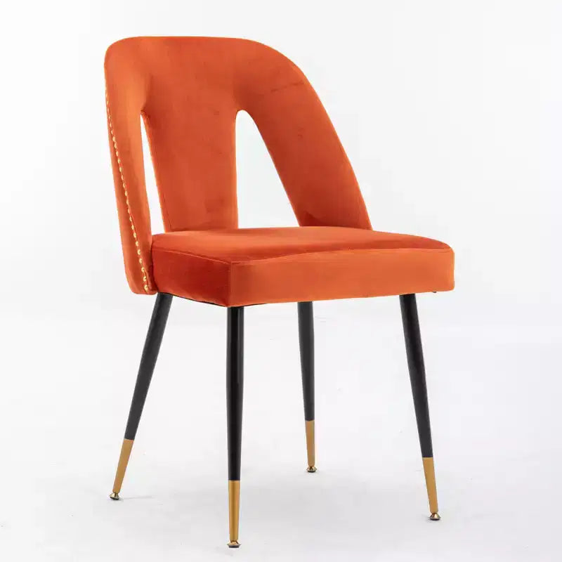 Chaises de salle à manger TUYOHW incurvées et à dossier ouvert avec clous décoratifs, lot de 2 chaises de cuisine en velours avec pieds en métal, chaises de salle à manger modernes pour salon