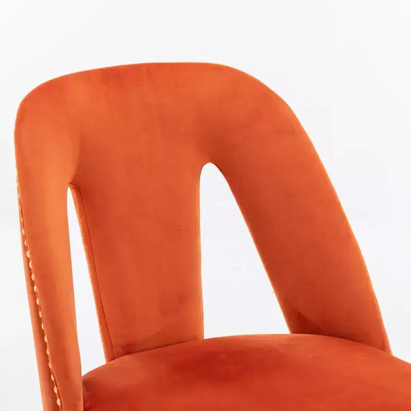 Chaises de salle à manger TUYOHW incurvées et à dossier ouvert avec clous décoratifs, lot de 2 chaises de cuisine en velours avec pieds en métal, chaises de salle à manger modernes pour salon