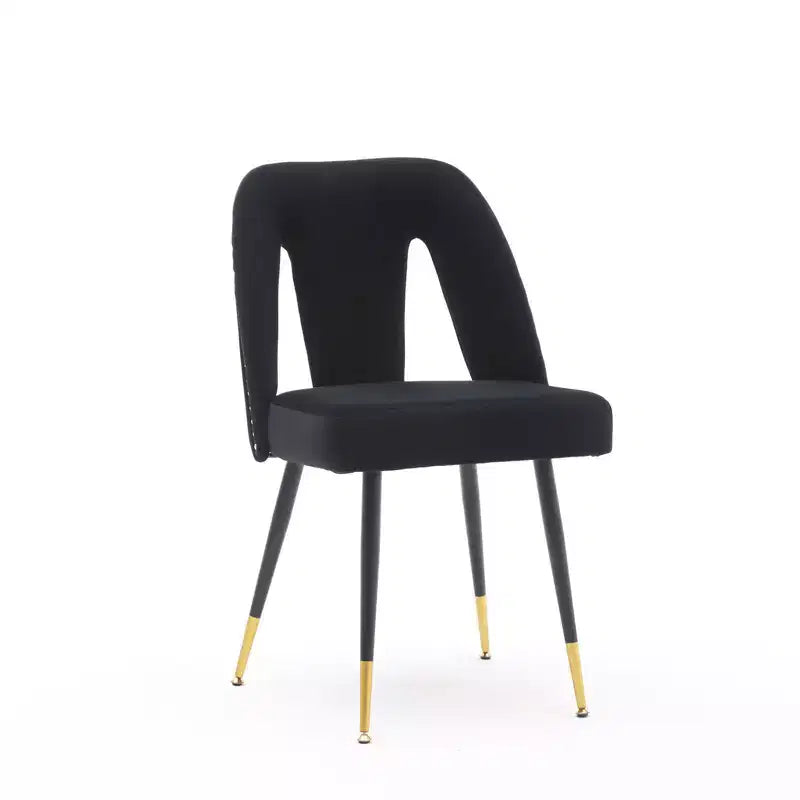 Chaises de salle à manger TUYOHW incurvées et à dossier ouvert avec clous décoratifs, lot de 2 chaises de cuisine en velours avec pieds en métal, chaises de salle à manger modernes pour salon