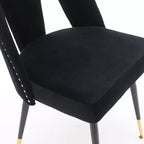 Chaises de salle à manger TUYOHW incurvées et à dossier ouvert avec clous décoratifs, lot de 2 chaises de cuisine en velours avec pieds en métal, chaises de salle à manger modernes pour salon