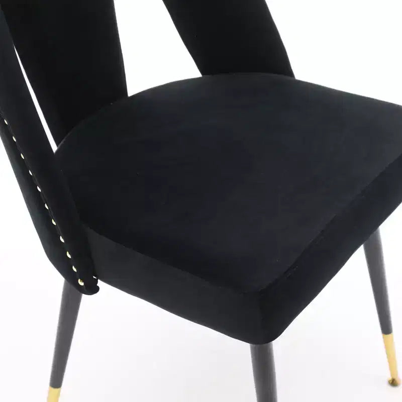 Chaises de salle à manger TUYOHW incurvées et à dossier ouvert avec clous décoratifs, lot de 2 chaises de cuisine en velours avec pieds en métal, chaises de salle à manger modernes pour salon