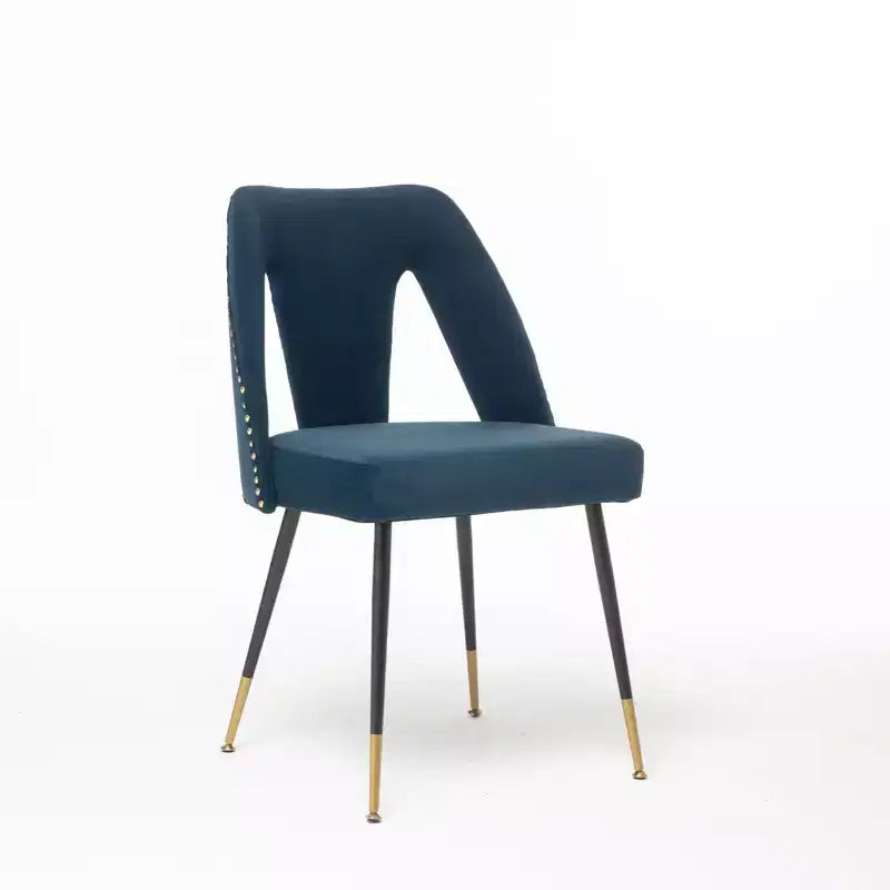 Chaises de salle à manger TUYOHW incurvées et à dossier ouvert avec clous décoratifs, lot de 2 chaises de cuisine en velours avec pieds en métal, chaises de salle à manger modernes pour salon