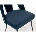 Chaises de salle à manger TUYOHW incurvées et à dossier ouvert avec clous décoratifs, lot de 2 chaises de cuisine en velours avec pieds en métal, chaises de salle à manger modernes pour salon